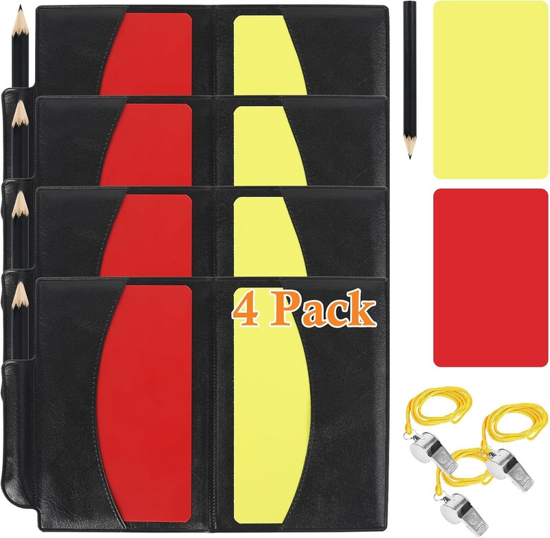AzReference Soccer Referee Card Set, Red and Yellow Warning Cards with Record Paper, Pencil, Card Storage Wallet, Soccer Referee Kit for Football Matches, Training, Sports Games - Image 1
